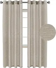 Smarcute Natural Linen Blended Curtains Semi Sheer Textured Linen Curtain Draperies Light Filtering Privacy Eyelet Winow Curtain Casual Draperies - Taupe, Sold Pair, Each Piece 132 x 274cm