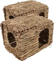 Toddmomy 2pcs Rabbit Hutch Guinea Pig Hideaway Grass House Safe Hideout for Small Animals
