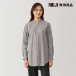 【MUJI 無印良品】女水洗平織布立領長袖長版襯衫(共2色)