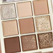 9 Colors Nude Brown Eyeshadow Palette, Matte Shimmer Glitter Eye Shadow Makeup Palettes, Beige Naked Neutral Gold Eyeshadow Makeup Pallet, Highly Pigmented Long Lasting Blendable Warm Toned