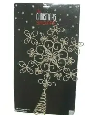 NEW NIB Christmas Snowflake Gold Tree Topper Metal