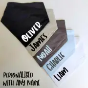 PERSONALISED BIB BOY BANDANA BIB DRIBBLE SCARF TRIANGLE CUSTOM PRINT NAME