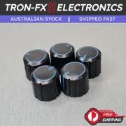 5PCS 15x13.5mm Plastic Black Knob with Blue Power Symbol for Spline 6MM Pot
