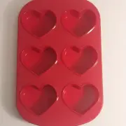 11" X 7.25" Silicon 6 Cup Heart Shaped Pan For Muffins, Cupcakes, Chocolates