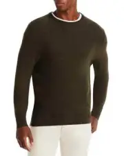 Canali Green Text Weave Crewneck Sweater L43701 Mens Size 54 EU