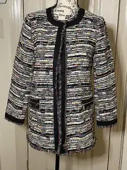 NEW Ann Taylor Womens lined Jacket mix tweed zip up & zip pockets Size~XS NWT