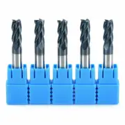 5PC 10mm Shank Tungsten Carbide 4 Flute End CNC Milling Cutter HRC45 TIALN 75mm