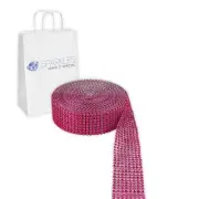 Dark Pink 8 Row Diamond Rhinestone Ribbon Trim Mesh Wrap 3 Yards - Wedding of