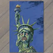 13x19" Sorrowful Statue of Liberty Weeps New York City USA State Sad Crying