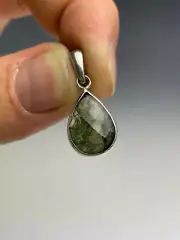 3.27gr MOLDAVITE faceted silver.925 pendant #JM102