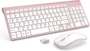 J Wireless Keyboard Mouse Combo Compact Full-Size 2400 DPI for PC Laptop Windows