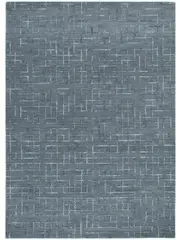 Abbie Steel Blue Checkered Woven Wool Rug