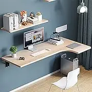 Wall-Mounted Folding Laptop Desk - Simple & Wooden Drop-Leaf Table - Integrated Foldable Workspace - 90x60/36x24in D - Perfect for Small Spaces!