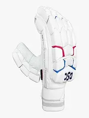 DSC Intense Player Cricket Batting Gloves | Color: White | Size: Mens, Right Hand | Material: PU & Leather | Superior Grip & Durable | Airflow Gusset for Ventilation | Better Protection