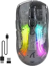 MAMBASNAKE x Attack Shark X2 Gaming Mouse, Transparent, Skeleton, Stylish, 3 Modes, 2.4 G/Wired TypeC/Bluetooth PixArt Sensor, Wireless Mouse, Silent, Wireless, Lightweight, RGB Illumination, Light