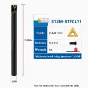 12mm S12M-STFCL11 CNC Lathe External Turning Tool Boring Bar Holder For TCMT11