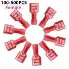 100-500PCS Female Crimp Connectors Fully Insulated Wire Spade Terminals 22-16AWG