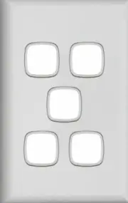 HPM Excel 5 Gang Grid Plate & Cover XL770/5GPLWE white