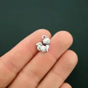 BULK 50 Fox Antique Silver Tone Charms 2 Sided - SC4230