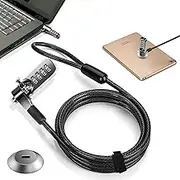 [2019 Upgraded] Computer Lock + Lock Slot Plate- 6.23ft Cable Secure Computer Combination Lock, 4 Digital Password Protection Computer Cable Security, Anti Theft Lock for Computer and Other Devices