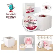 Cake Boxes with Boards - 12 Inch Round Cake Drum White 6-pack - Box With Wind...