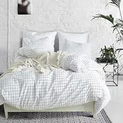 3 Piece Mini Plaid Comforter Cover Set King,Black White Grid Checkered Duvet Cover with Zipper Reversible Geometric Pattern Bedding Sets Modern Lines Soft Health No Insert for Adult Women Men Kids
