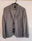 *Hugo Boss 44 R Slim Fit Men's Gray Window pane Wool Two Button Blazer New Tags