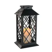 Lantern Metal Black Medium Candle LED Battery Novelty Vintage Free Stand Decor