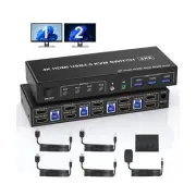 USB 3.0 HDMI Dual Monitor KVM Switch for 4 PCs, Supports EDID, 4K 60Hz KVM Sw...