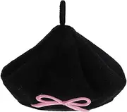 [OATIPHO] Chic Boys and Girls Hat Winter Knit Bucket Hat for Boys Toddler's Beanie Knotted Beret for Boys Versatile Winter Wear Black