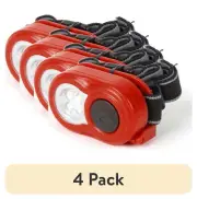 (4 Pack) Single Mini LED Headlamp, 25 Lumens, Battery Powered, Red