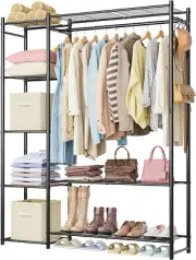 Wardrobe Closet,Portable Clothes Rack with 4 Tiers Shelves,Freestanding Closet O