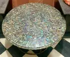 Abalone Shell Inlay Work Outdoor Table for Hotel Decor Round Coffee Table Top