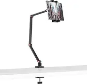Arm Clamp Clip Phone Mount | 360-Degree Angle Holder,Alloy Tablet Stand Holder for Desk, Flexible Long Arm for Table