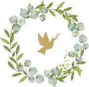 PPD 20 Napkins Communion & Confirmation Golden Dove in Wreath as Table Decoration Paper Napkins with Motif Also for Decoupage and Decoupage 33 x 33 cm