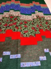 Handmade Christmas Patchwork Quilt Top 49"x34" Zig Zag Blocks Cotton USA Quilter