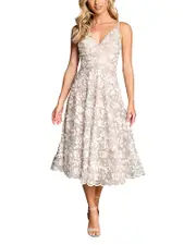 Dress the Population Elisa Embroidered Midi Dress