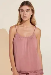 NWT! Eberjey Women's Sz XL Gisele Ruffle Hem Tencel Modal Camisole Top Old Rose