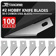 Jetmore 100 Pack Craft Hobby Blades #2 Craft Knife Blades Refill Hobby Knife Replacement Blade with Storage Box for Art and Crafting Scrapbooking Supplies Cutting Caving Stencil
