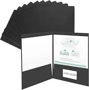 Pack of 10 A4 Document Folder Kraft Presentation Folder Insert Presentation Paper Holder Folders Portfolio Paperwork Organiser with Card Slot and Compartments for Office School Project Business