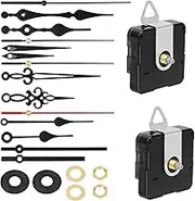 Tanstic 2 Sets Clock Movement Mechanism, Silent Quartz DIY Wall Clock Mechanism 13mm/0.5” Shaft with 5 Different Clock Hands Repair Parts Replacement