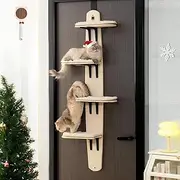 Door Hanging Cat Shelf, 67.3in Hanging Over Door Cat Shelf, Over The Door Cat Climber with Cats Scratching Board & Cat Comb, 4-Levels Cat Door Hanging Climber for Cats to Play and Sleep