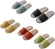 5-6 Pairs Spa Slippers, Non Slip Disposable Open Toe Slippers for Guest, Washable Reusable Linen slippers for Women Men, House, Indoor, Bathroom, Bedroom, Hotel