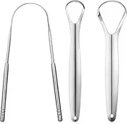 3 PCS Metal Tongue Scraper,Tongue Scrapers for Adults Kids,Tounge Scraper Cleaner,Portable Stainless Steel Tongue Cleaners Set with Carrying Case.