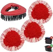 4 Pack Spin Mop Accessories Replacement for Vileda/o-ceda, 3 Built-in Strong Friction Microfiber Chenille,1 Brush