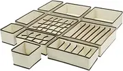 [Luabue] 10 Pack Underwear Drawer Organisers, Foldable Fabric Drawer Dividers, Large Capacity Wardrobe Organiser Boxes with Compartments for Socks Scarves Ties Underwear Bras Clothes Cosmetics (Beige)