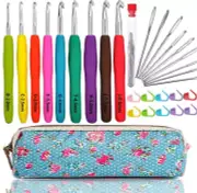 Crochet Hooks Set Clover Amour Steel Arthritic Hands with a Case Hook Needles