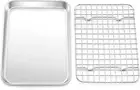 Toaster Oven Pan Rack Set 9’’ X 7’’ X 1’’Stainles Steel Compact Baking Tray 2Pcs
