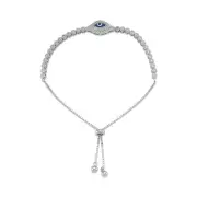 Silver CZ Evil Eye Toggle Bracelet - Protection Jewelry