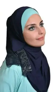 AL- Amira hijab-Women Muslim Cotton Scarf Ameera Hijab Islamic Navy Blue